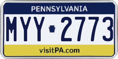 PA license plate MYY2773