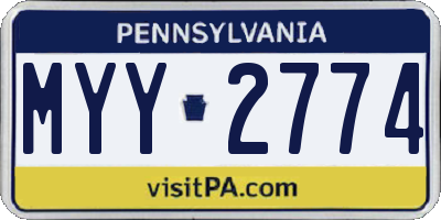 PA license plate MYY2774