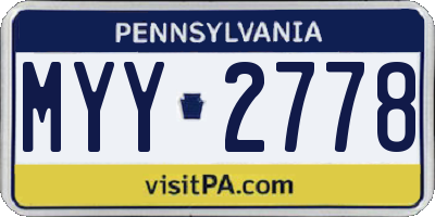 PA license plate MYY2778
