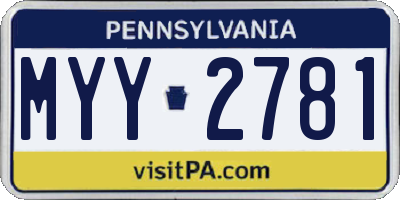 PA license plate MYY2781