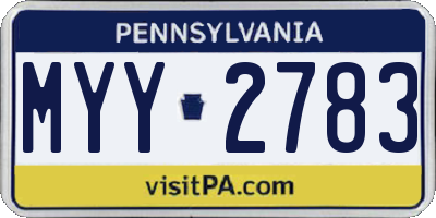 PA license plate MYY2783