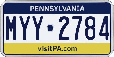 PA license plate MYY2784