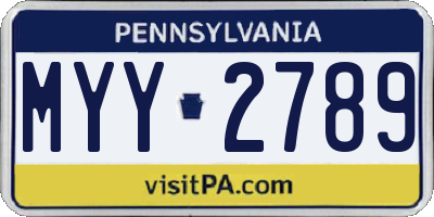 PA license plate MYY2789