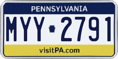 PA license plate MYY2791