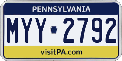 PA license plate MYY2792