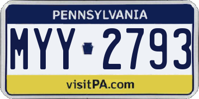 PA license plate MYY2793