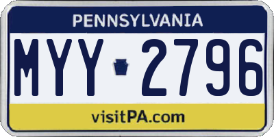 PA license plate MYY2796