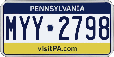PA license plate MYY2798