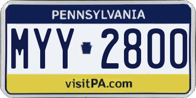 PA license plate MYY2800