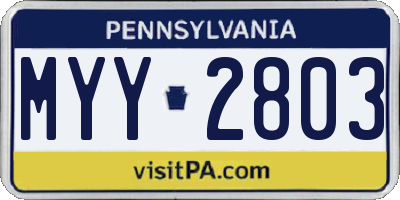 PA license plate MYY2803