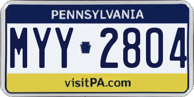 PA license plate MYY2804