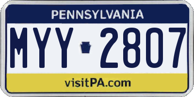 PA license plate MYY2807