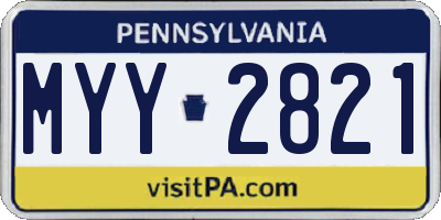 PA license plate MYY2821