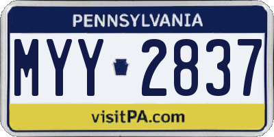 PA license plate MYY2837