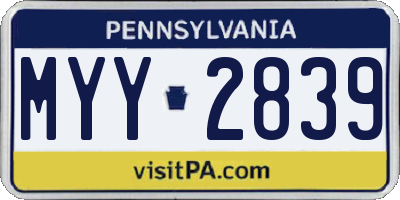 PA license plate MYY2839