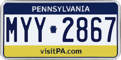PA license plate MYY2867