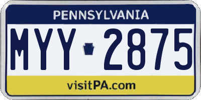 PA license plate MYY2875