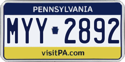 PA license plate MYY2892
