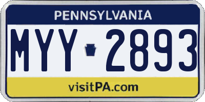 PA license plate MYY2893