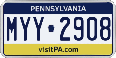 PA license plate MYY2908