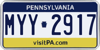 PA license plate MYY2917