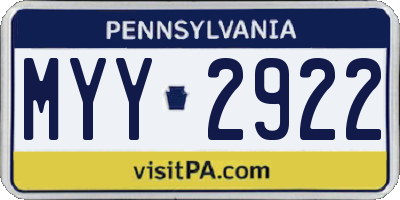 PA license plate MYY2922