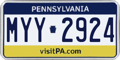 PA license plate MYY2924