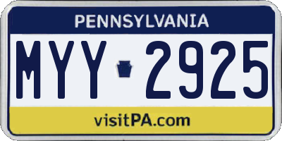 PA license plate MYY2925