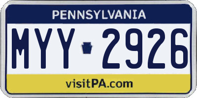 PA license plate MYY2926