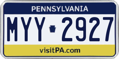 PA license plate MYY2927