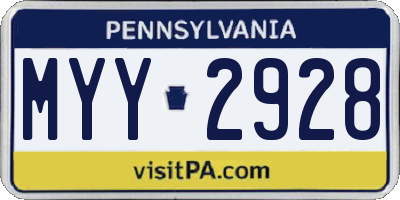 PA license plate MYY2928