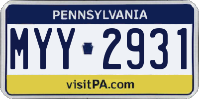 PA license plate MYY2931