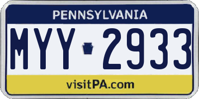 PA license plate MYY2933