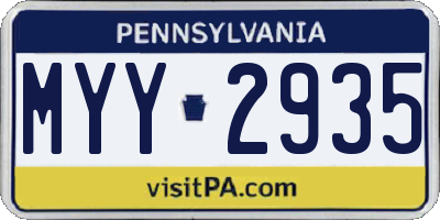 PA license plate MYY2935