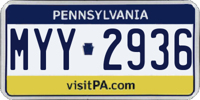 PA license plate MYY2936