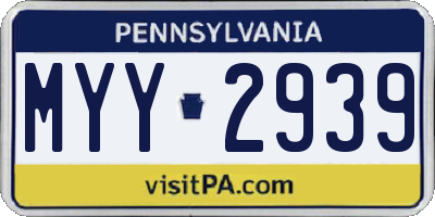 PA license plate MYY2939