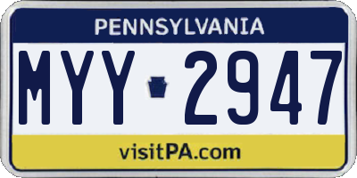 PA license plate MYY2947