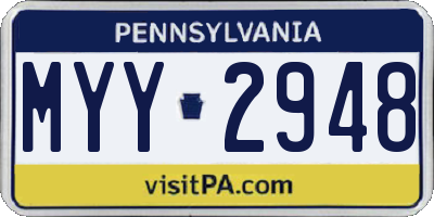 PA license plate MYY2948