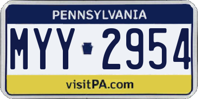 PA license plate MYY2954