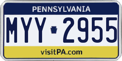 PA license plate MYY2955