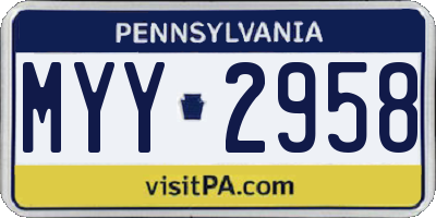 PA license plate MYY2958