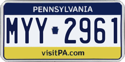 PA license plate MYY2961