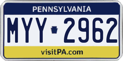 PA license plate MYY2962