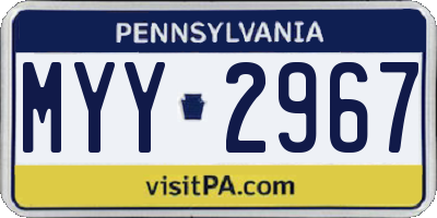 PA license plate MYY2967