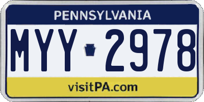 PA license plate MYY2978