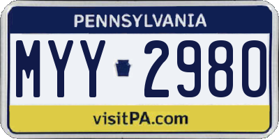 PA license plate MYY2980