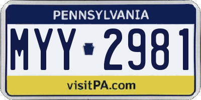 PA license plate MYY2981