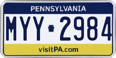 PA license plate MYY2984