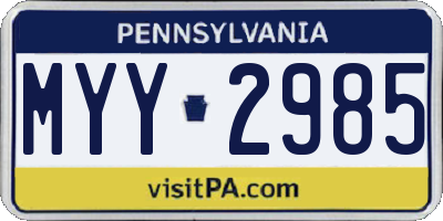 PA license plate MYY2985