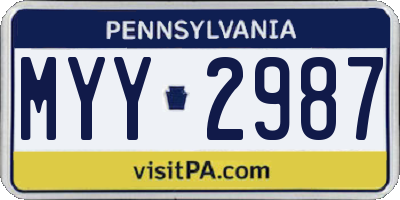 PA license plate MYY2987